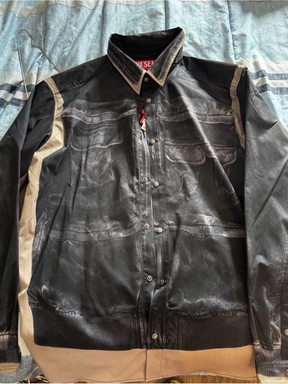 Diesel Set Black and Tan Bomber Jacket and pants with Contrast Panels